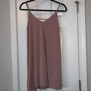 Mauve/Dusty Pink V-Neck Strap Mini Dress